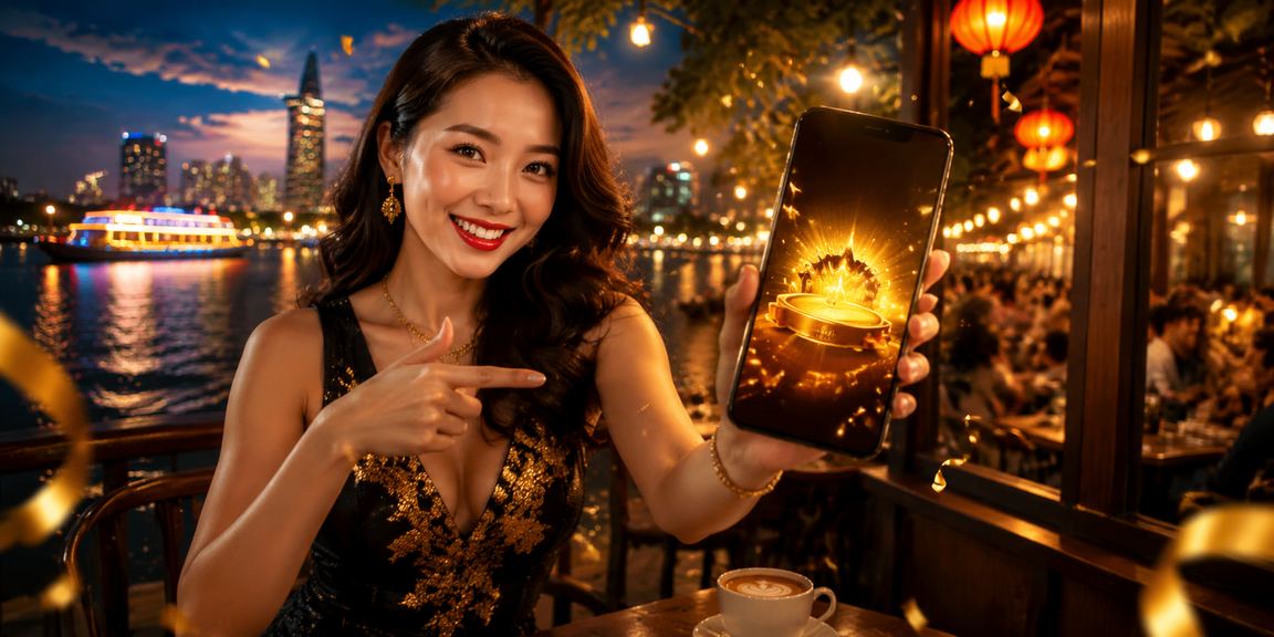 Người dùng VIP tại Sài Gòn kiểm tra giao dịch tài chính bên ly cà phê sáng