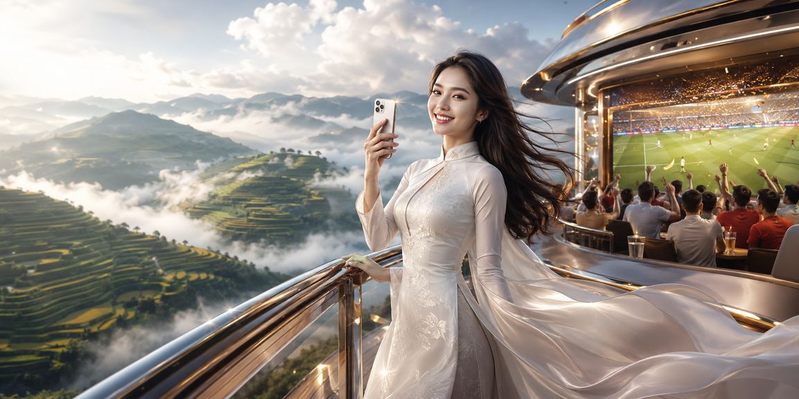 Người dùng ở Sa Pa chơi casino di động với trang phục áo dài truyền thống